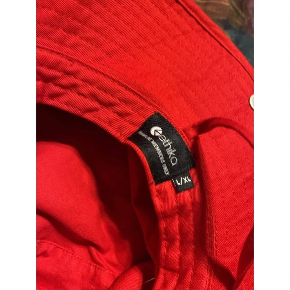 Ethika Boonie Hat Mens Red Wide Brim Sun Hat Adjustable Chin Strap L/XL NEW